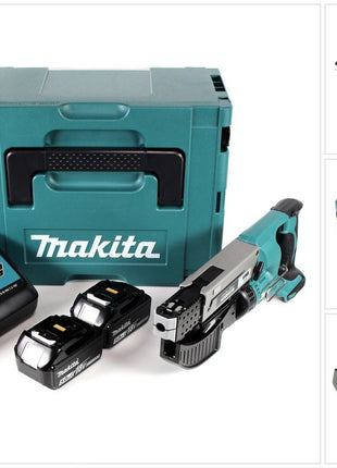 Makita DFR 550 RTJ Akku Magazinschrauber 18V 25-55mm + 2x Akku 5,0Ah + Ladegerät + Makpac - Toolbrothers