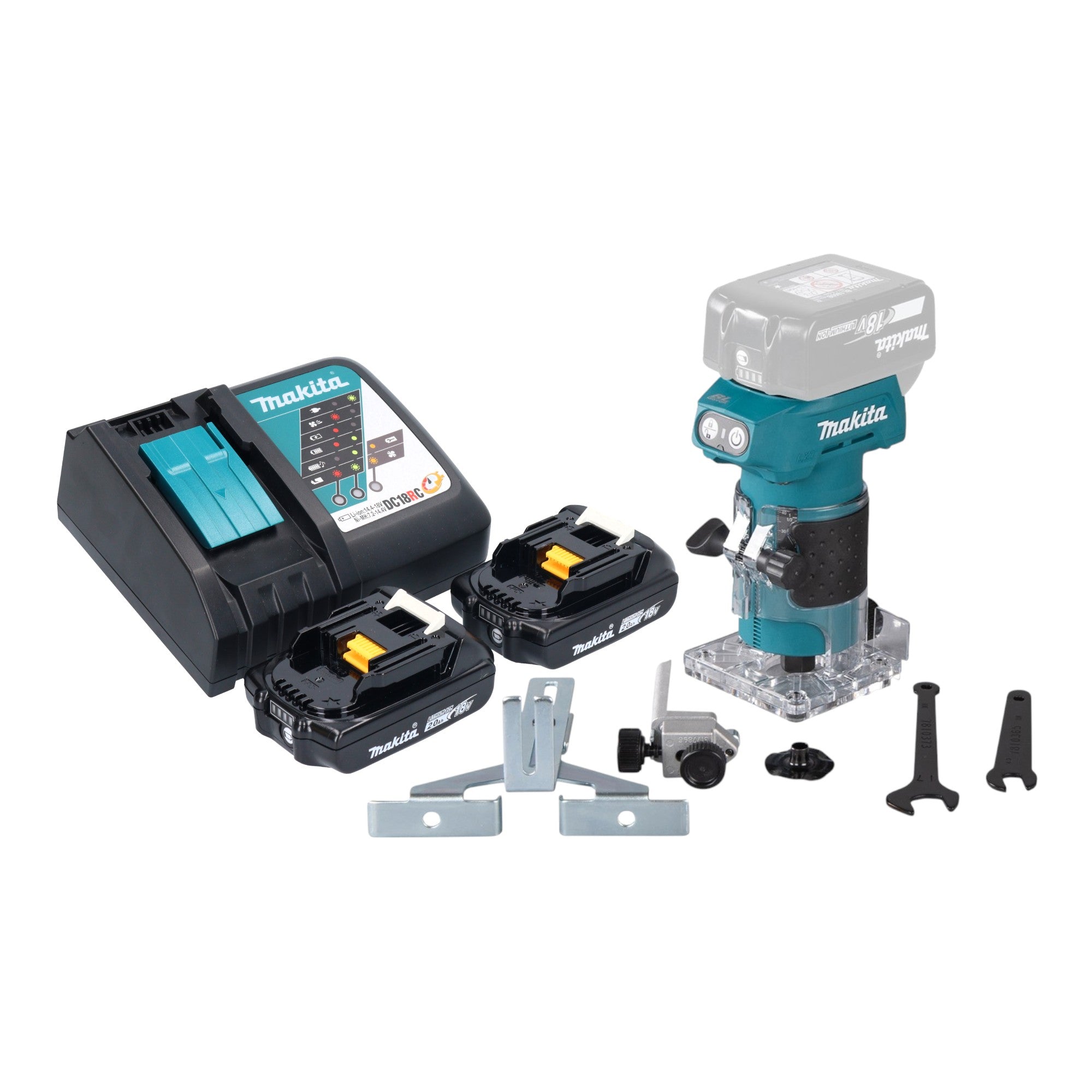 Makita DRT 52 RA Akku Kantenfraese 18 V 6 mm Brushless 2x Akku 2 0 Ah Ladegeraet 0 - toolbrothers