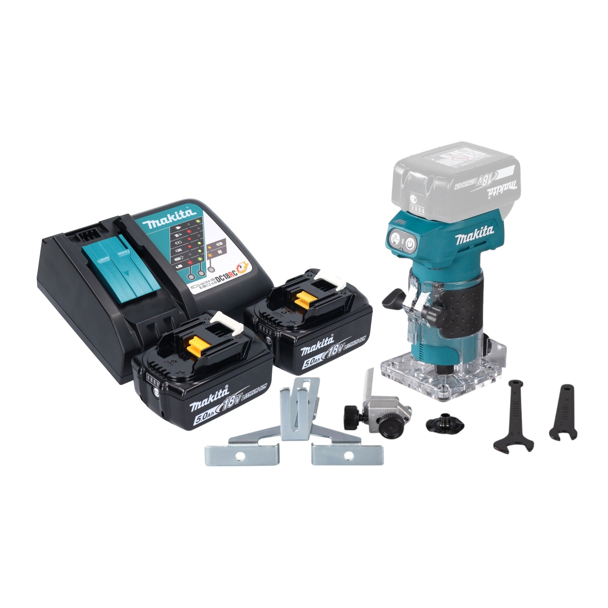 Makita DRT 52 RT Akku Kantenfraese 18 V 6 mm Brushless 2x Akku 5 0 Ah Ladegeraet 0 - toolbrothers