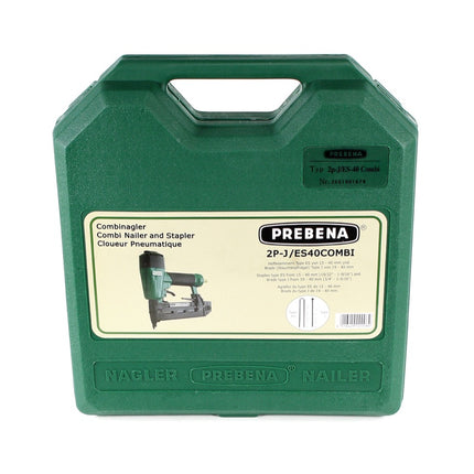 Prebena Druckluftnagler 2P-J/ES 40 COMBI 5 bis 7 Bar - im Transportkoffer + Prebena J 25 CNKHA Stauchkopfnägel Brads 25 mm 5000 Stück - Toolbrothers