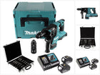 Makita DHR 281 RTJ 2 x 18 V Li-Ion Akku Bohrhammer Brushless 28 mm für SDS-PLUS mit Schnellwechselfutter im Makpac + 2 x 5,0 Ah Akku + Ladegerät + 11 tlg. Meißel- und Bohrer Set - Toolbrothers