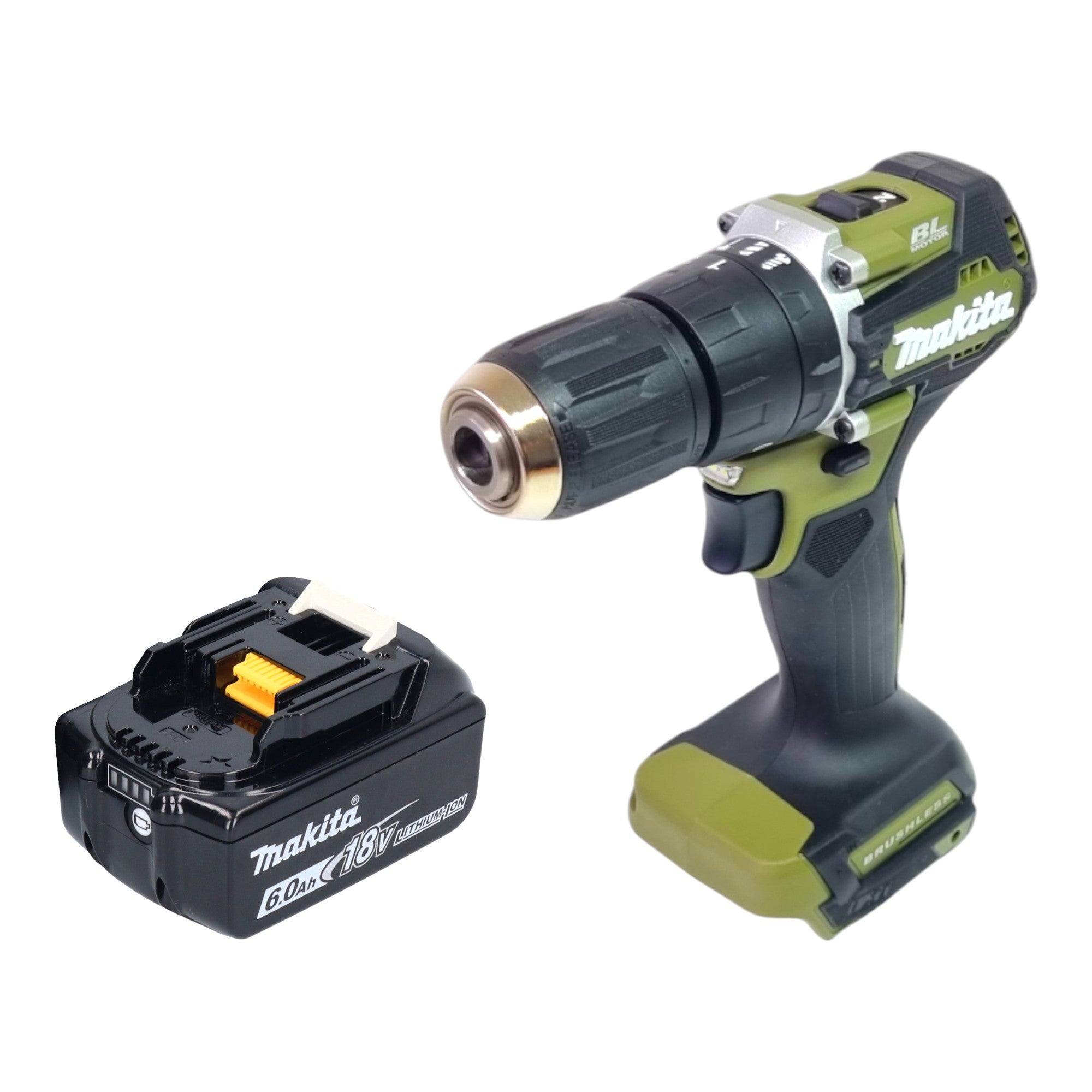 Makita DHP 487 G1O Akku Schlagbohrschrauber 18 V 40 Nm Brushless Olive Outdoor Adventure Serie 1x Akku 6 0 Ah ohne Ladegeraet 0 - toolbrothers
