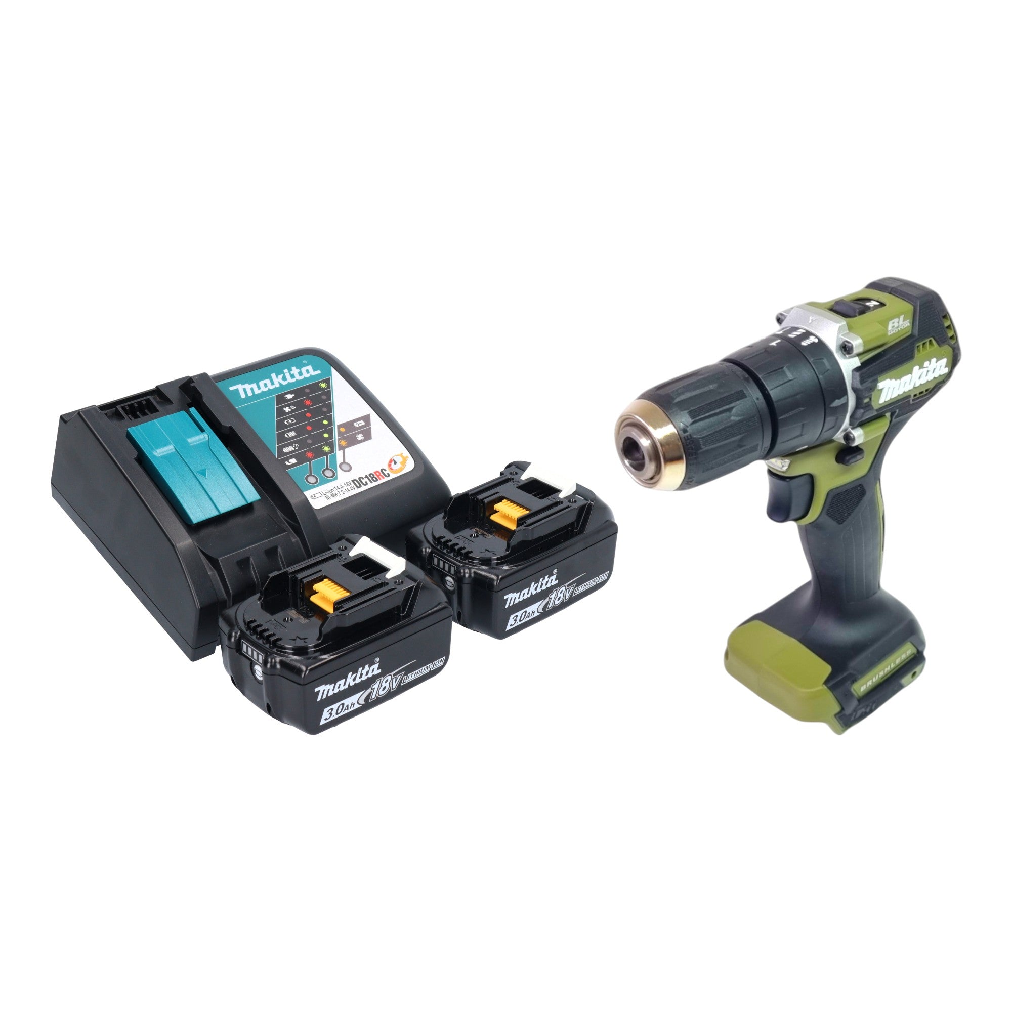 Makita DHP 487 RFO Akku Schlagbohrschrauber 18 V 40 Nm Brushless Olive Outdoor Adventure Serie 2x Akku 3 0 Ah Ladegeraet 0 - toolbrothers