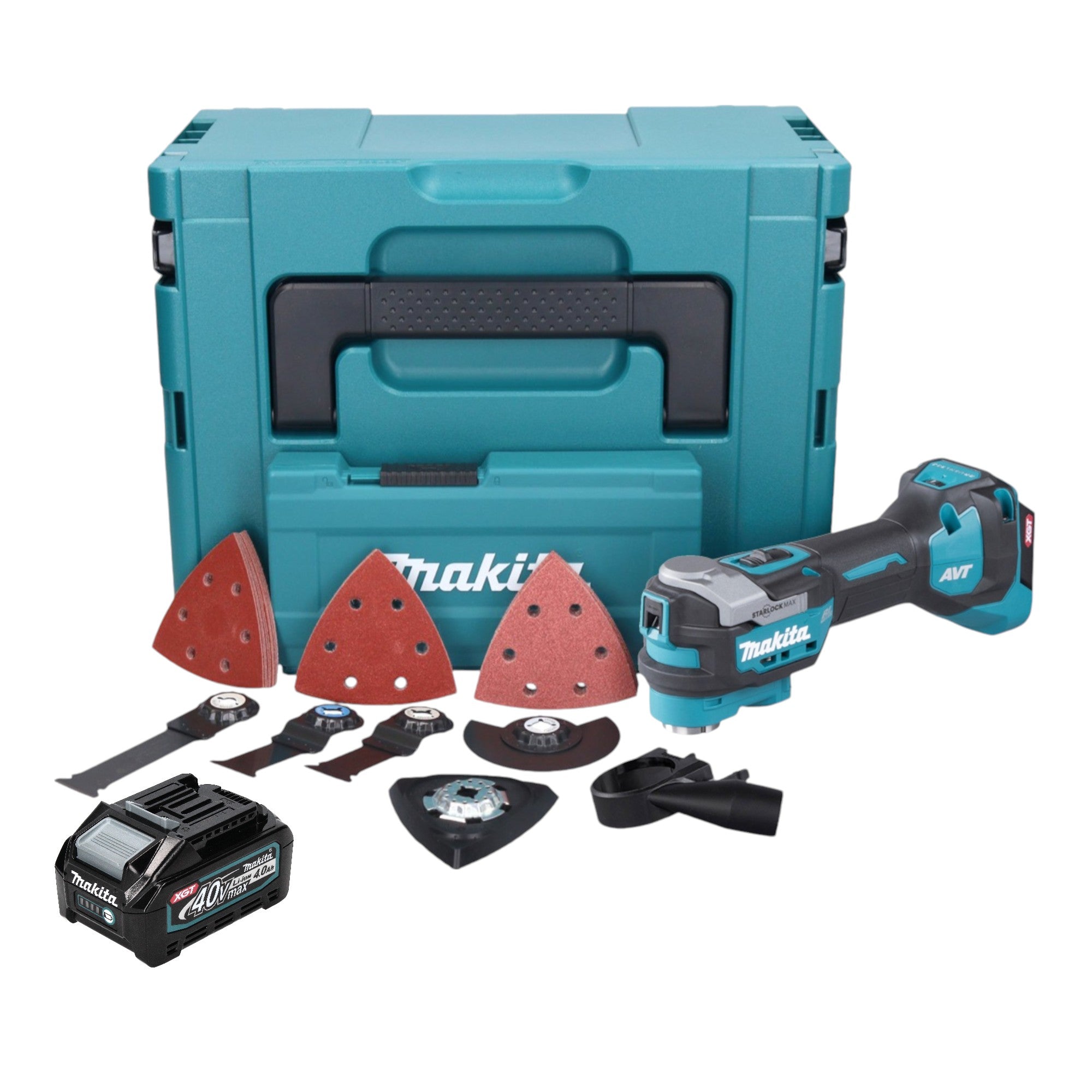 Makita TM 001 GM103 Akku Multifunktionswerkzeug 40 V max Starlock Max Brushless 1x Akku 4 0 Ah 37 tlg Zubehoerset Makpac ohne Ladegeraet 0 - toolbrothers