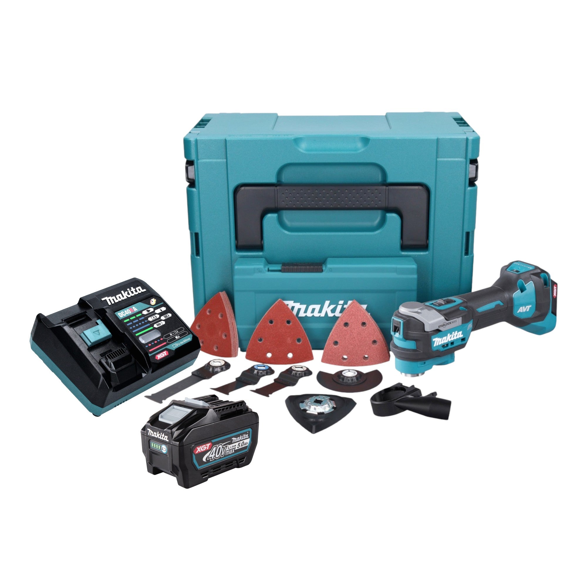 Makita TM 001 GT103 Akku Multifunktionswerkzeug 40 V max Starlock Max Brushless 1x Akku 5 0 Ah 37 tlg Zubehoerset Ladegeraet Makpac 0 - toolbrothers