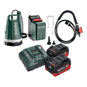 Metabo TPF 18 LTX 2200 Akku Tauch- und Regenfasspumpe 18 V 2200 l/h + 2x LiHD Akku 5,5 Ah + Ladegerät