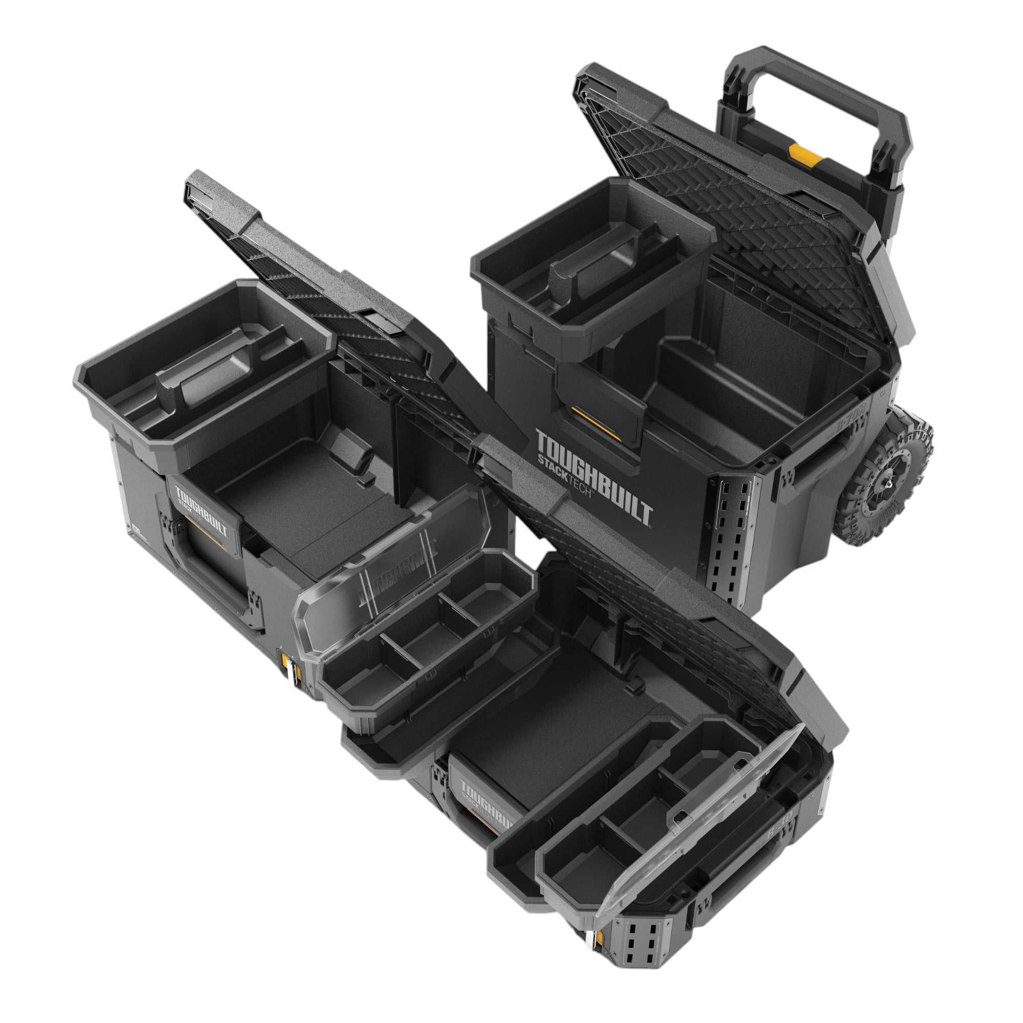 Toughbuilt STACKTECH TB B1S3 B 70R Werkzeugkisten Set mit Rollen 3 tlg IP65 86 x 56 x 40 cm 1 - toolbrothers