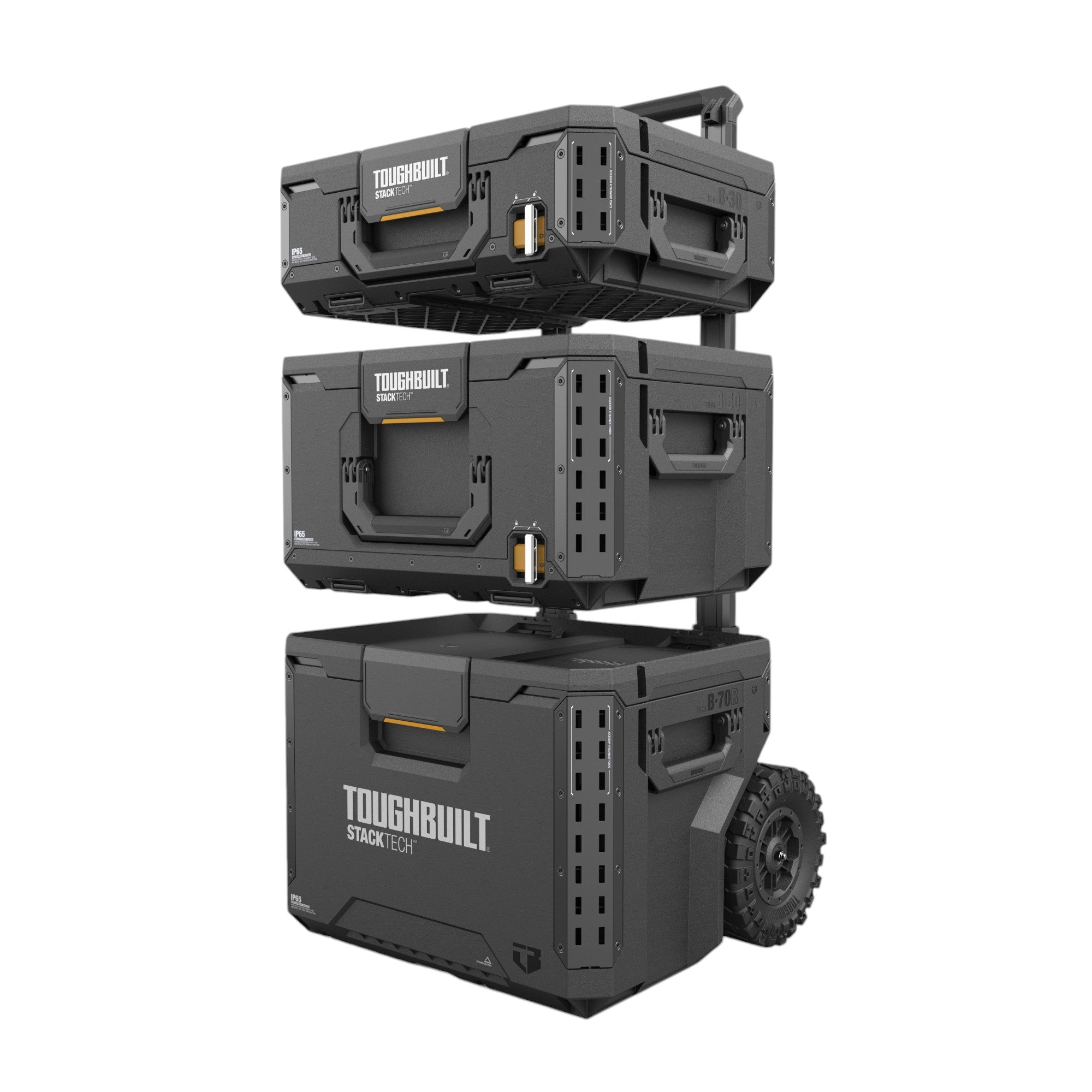 Toughbuilt STACKTECH TB B1S3 B 70R Werkzeugkisten Set mit Rollen 3 tlg IP65 86 x 56 x 40 cm 2 - toolbrothers