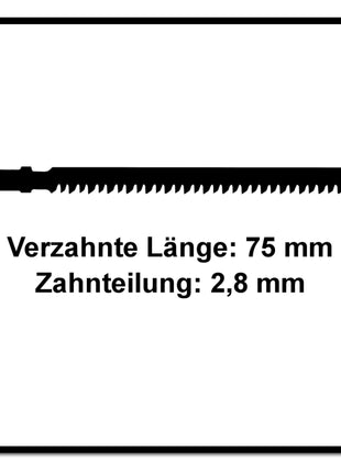 Festool S 75/2,8/20 Stichsägeblatt WOOD STRAIGHT CUT ( 204261 ) für PS 300, PSB 300, PS 400, PSC 400, PSBC 400, PSB 400, PS 420, PSB 420, PSC 420, PSBC 420