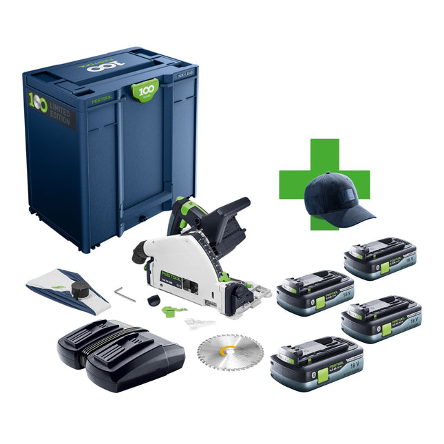 Festool TSC 55 KEB Basic 100Y Limited Edition Akku Tauchsaege 18 36 V 2x 18 V 160 mm Brushless 4x Akku 4 0 Ah Ladegeraet Systainer 0 - toolbrothers