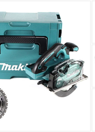 Makita DCS 553 ZJ Akku Metallhandkreissäge 18 V 150 mm Brushless + 2x Sägeblatt für Metall + Makpac - ohne Akku, ohne Ladegerät - Toolbrothers