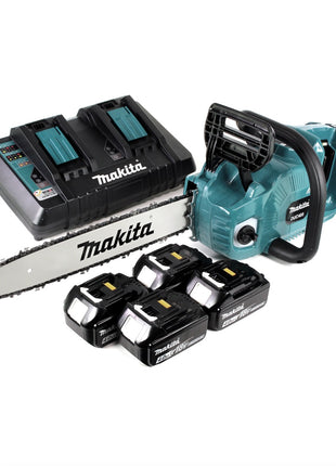 Makita DUC 405 PM4 Akku Kettensäge 36V ( 2x18V ) Brushless 40 cm + 4x 4,0 Ah Akku + Doppelladegerät - Toolbrothers