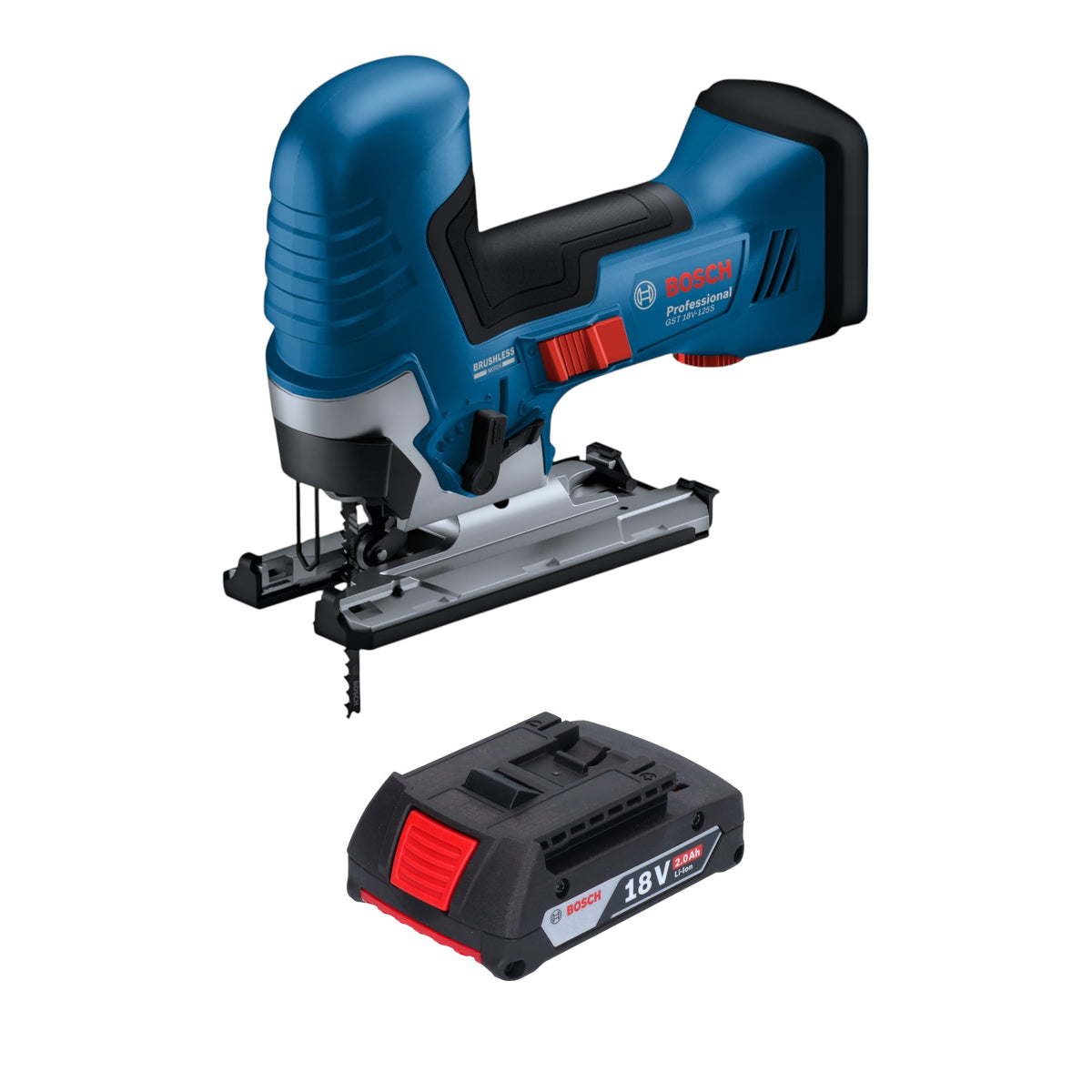 Bosch GST 18V-125 S Professional Akku Stichsäge 18 V 125 mm Brushless + 1x Akku 2,0 Ah - ohne Ladegerät