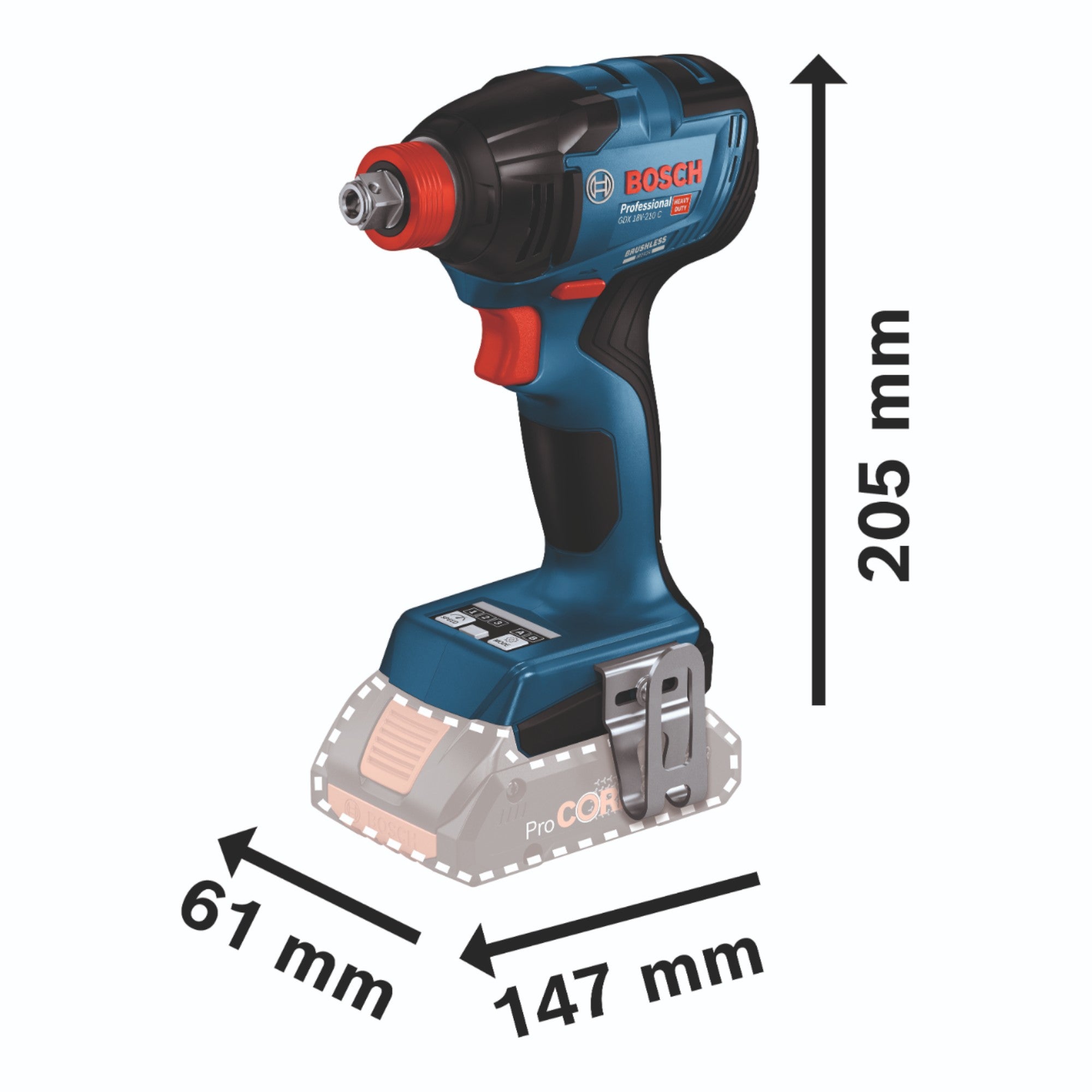 Bosch GDX 18V 210 C Professional Akku Drehschlagschrauber 18 V 210 Nm Brushless GCY 42 Bluetooth Modul ohne Akku ohne Ladegeraet 3 - toolbrothers