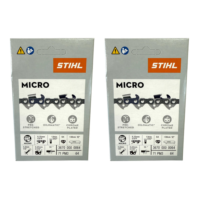Stihl 2x 1 4 Picco Micro 3 PM3 Saegekette 30 cm 1 4 P 1 1 mm 64 TG 2 Stueck 2x 36700000064  0 - toolbrothers