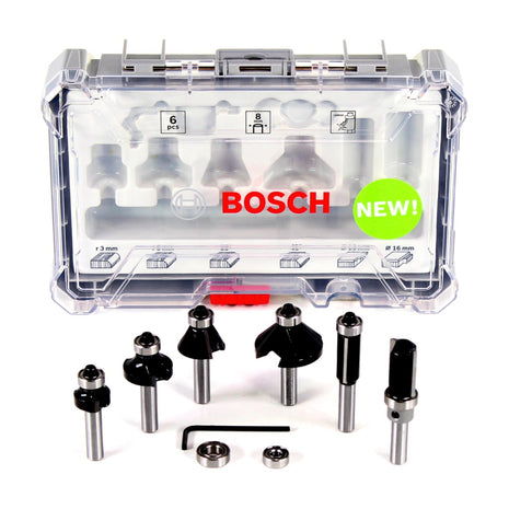 Bosch Rand- und Kantenfräser Set 8 mm 6 tlg. + Koffer ( 2607017469 ) für Oberfräsen mit Rundschaft - Toolbrothers