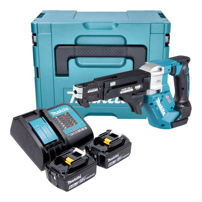 Makita DFR 552 SGJ Akku Magazinschrauber 18 V 25 55 mm Brushless 2x Akku 6 0 Ah Ladegeraet Makpac 0 - toolbrothers