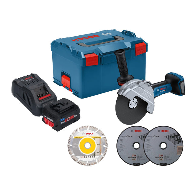 Bosch GWS 18V 180 P Professional Akku Winkelschleifer 18 V 180 mm Brushless 1x ProCORE Akku 8 0 Ah Ladegeraet L Boxx 0 - toolbrothers