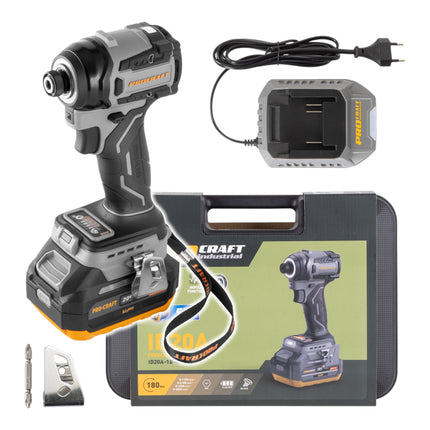 Procraft Industrial ID20A 1b Akku Schlagschrauber 20 V 180 Nm 1 4 1x Akku 4 0 Ah Ladegeraet Koffer 0 - toolbrothers