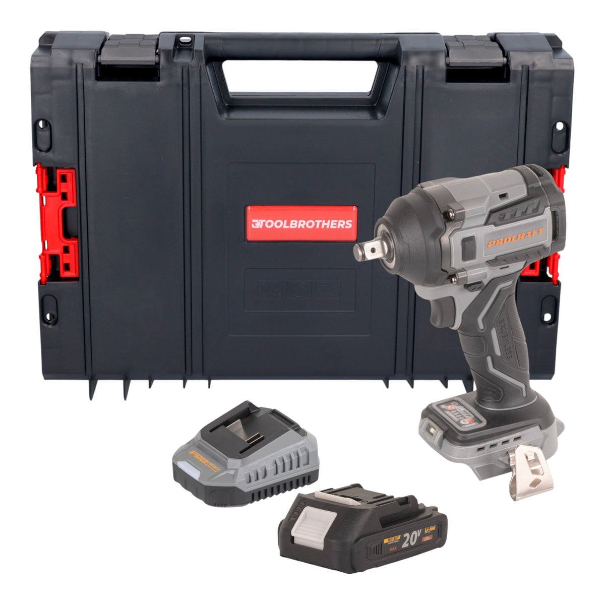Procraft Industrial IW550Abb Akku Schlagschrauber 20 V 550 Nm 1/2" + 1x Akku 2,0 Ah + Ladegerät + RHINO Toolcase
