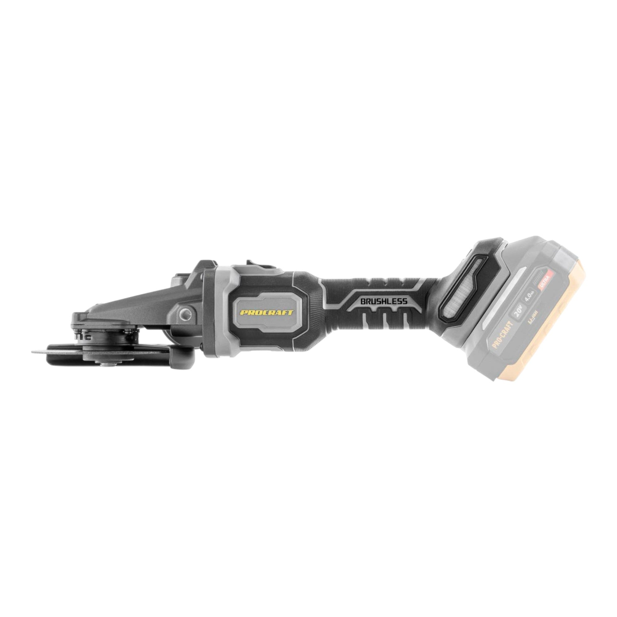 Procraft Industrial AG125Cbb Akku Flachkopf Winkelschleifer 20 V 125 mm Brushless 1x Akku 4 0 Ah ohne Ladegeraet 2 - toolbrothers