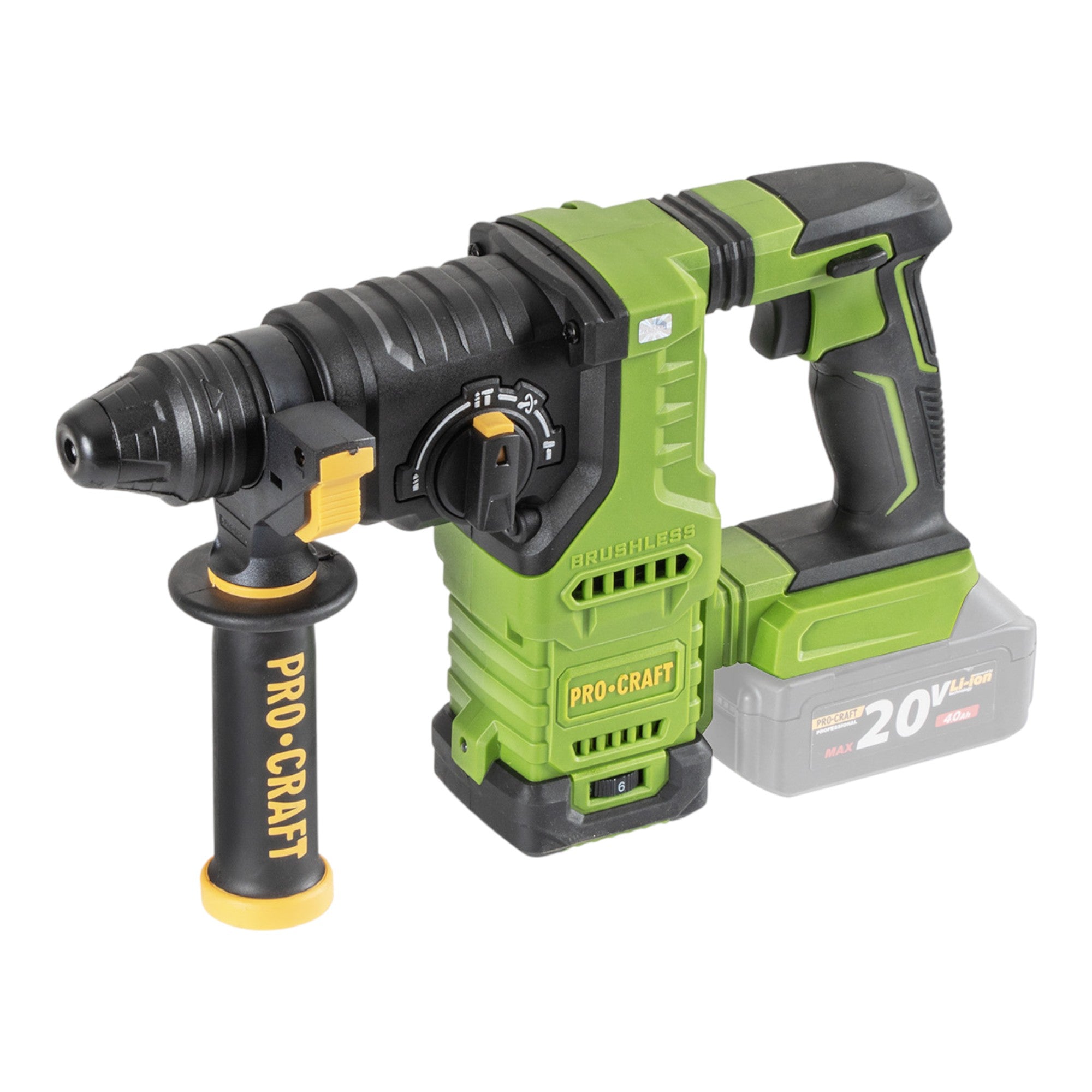 Procraft PHA30bb Akku Bohrhammer 20 V 2 8 J SDS plus Brushless 1x Akku 4 0 Ah ohne Ladegeraet 1 - toolbrothers