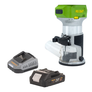 Procraft POB24bb Akku Multifunktionsfräse 20 V 6 / 8 mm Brushless + 1x Akku 2,0 Ah + Ladegerät