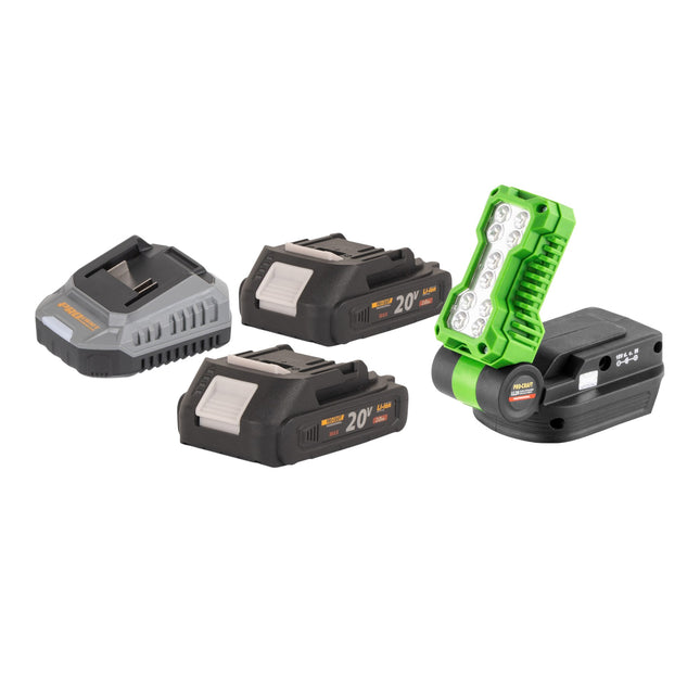Procraft LL20bb Akku LED Strahler 20 V 500 lm 2x Akku 2 0 Ah Ladegeraet 0 - toolbrothers