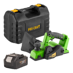 Procraft PE20BLbb Akku Hobel 20 V 82 mm Brushless + 1x Akku 4,0 Ah + Koffer - ohne Ladegerät