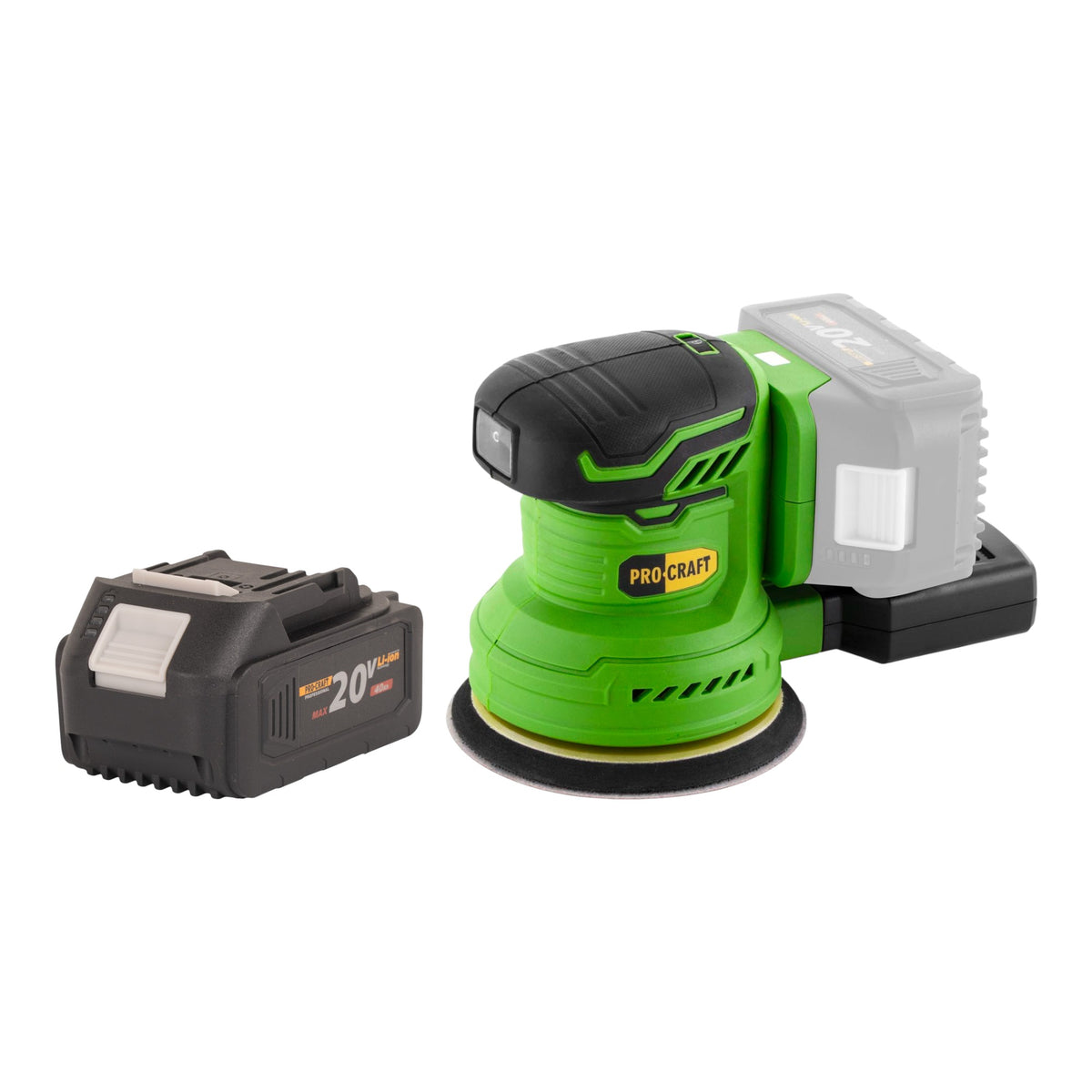 Procraft PX20BLbb Akku Exzenterschleifer 20 V 125 mm Brushless + 1x Akku 4,0 Ah - ohne Ladegerät