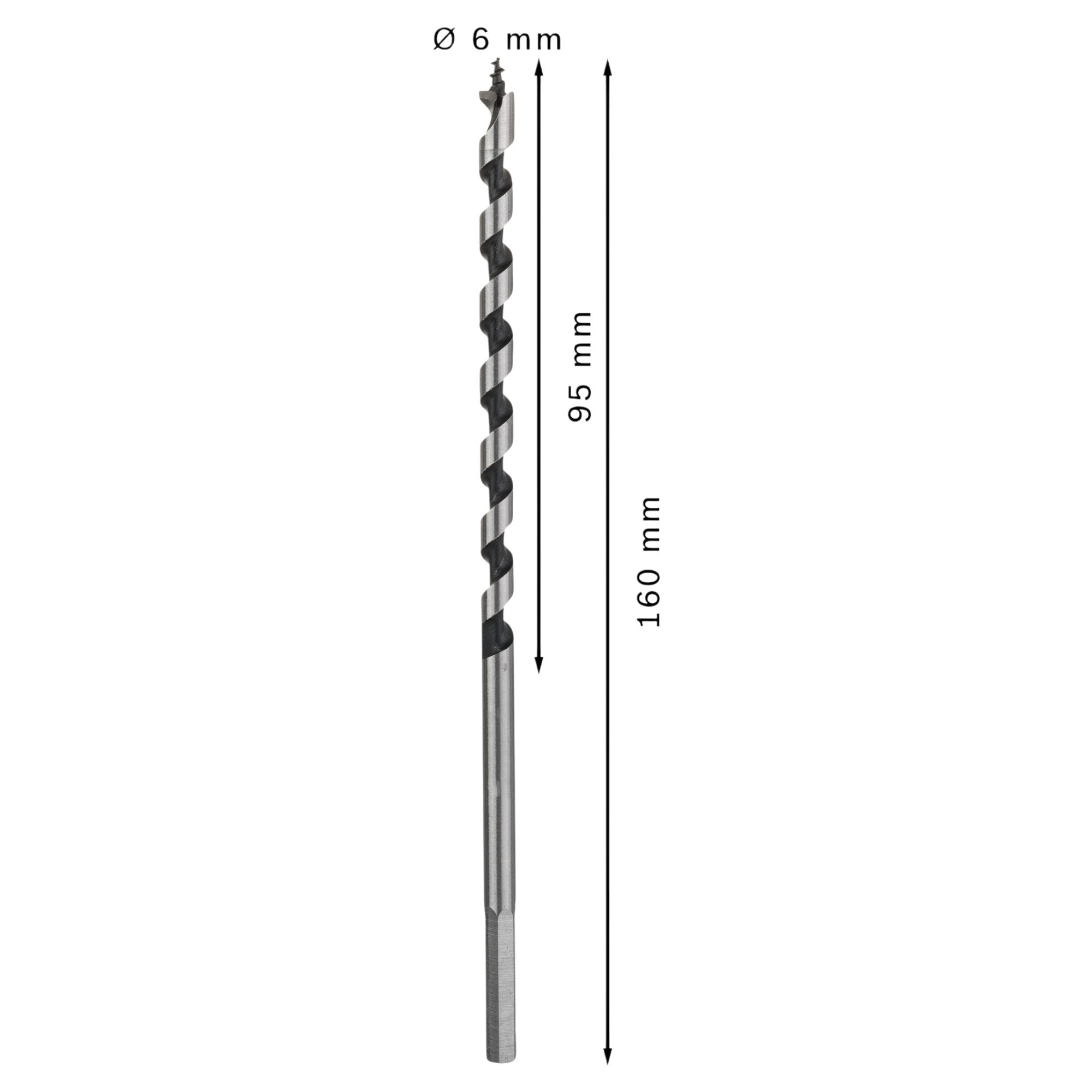 Bosch PRO Wood Schlangenbohrer 6 x 95 x 160 mm HEX 260858569 fuer Schlagbohrschrauber und Bohrschrauber  2 - toolbrothers