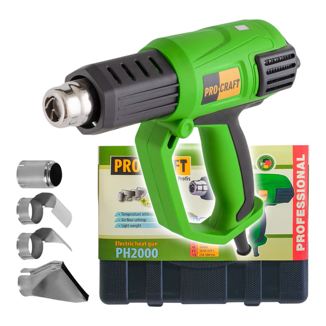 Procraft PH2000 Heissluftpistole 2000 Watt 50 600 C 4x Duese Koffer 0 - toolbrothers