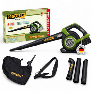 Procraft VB20 Akku Laubbläser und Laubsauger 40 V ( 2x 20 V ) Brushless Solo - ohne Akku, ohne Ladegerät