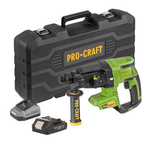 Procraft PHA40bb-c Akku Bohrhammer 20 V 2,6 J SDS plus Brushless + 1x Akku 2,0 Ah + Ladegerät + Koffer