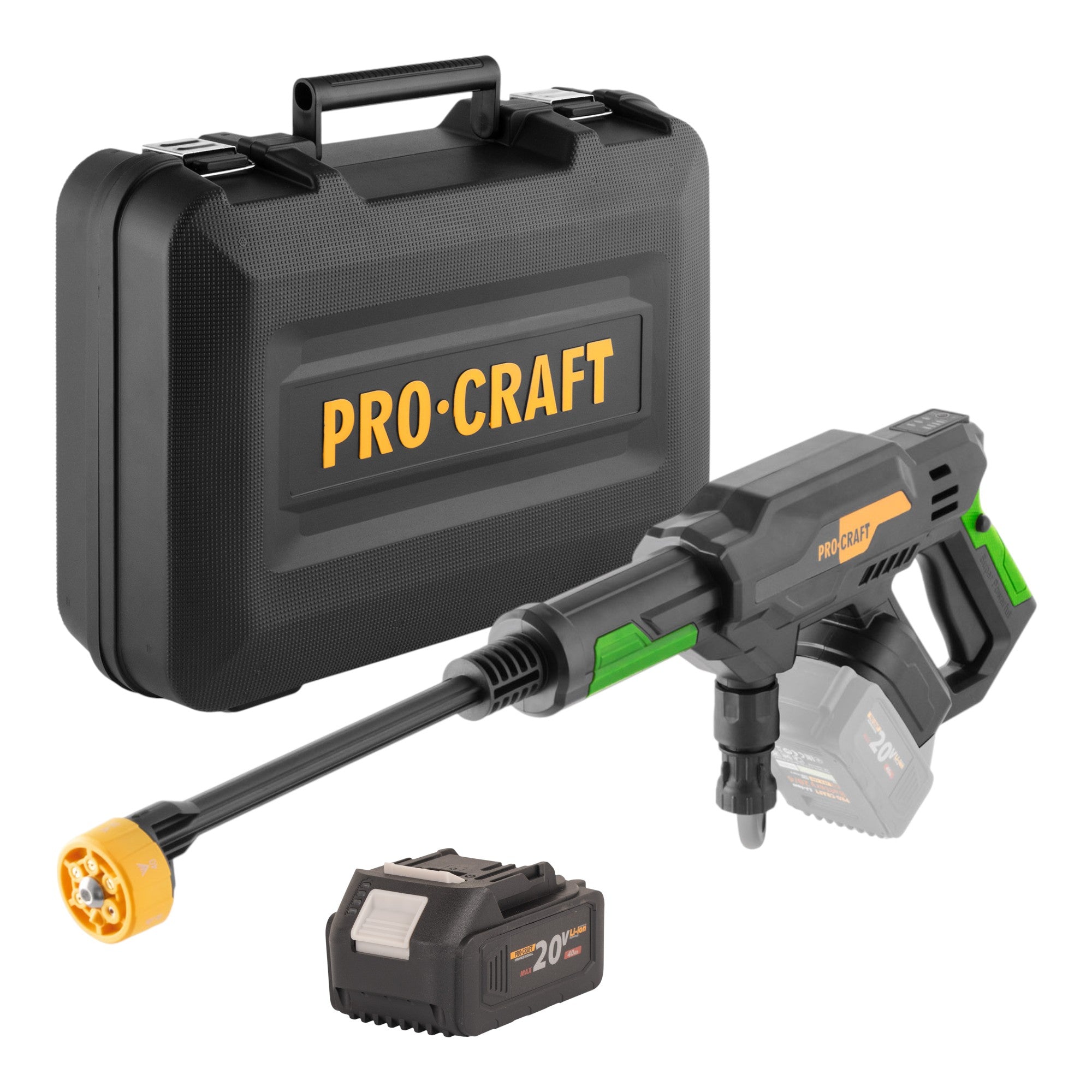 Procraft CW20bb Akku Hochdruckreiniger 20 V 30 bar 180 l h Brushless 1x Akku 4 0 Ah Koffer ohne Ladegeraet 0 - toolbrothers