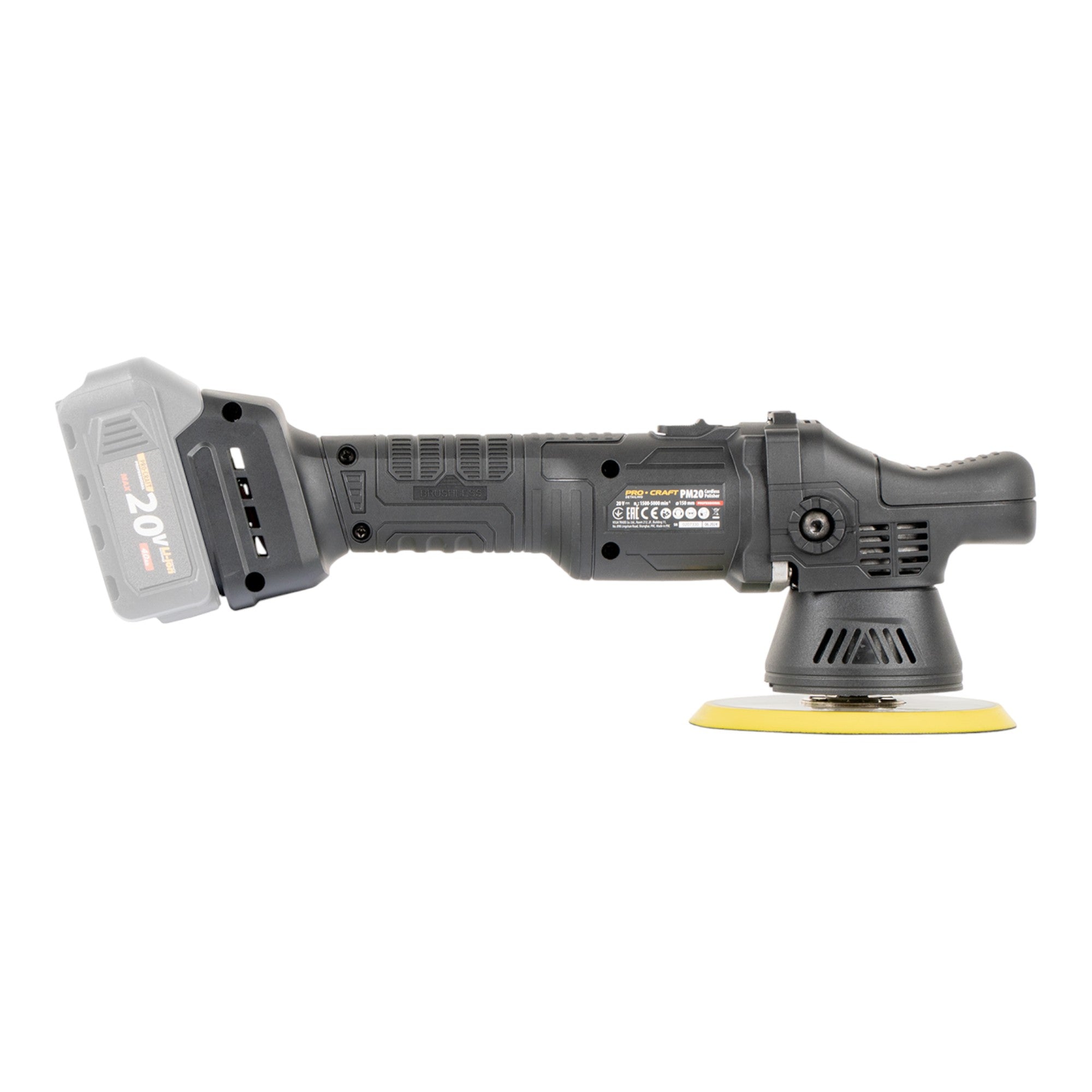 Procraft PM20bb Akku Poliermaschine 20 V 150 mm 2x Akku 4 0 Ah Ladegeraet 2 - toolbrothers