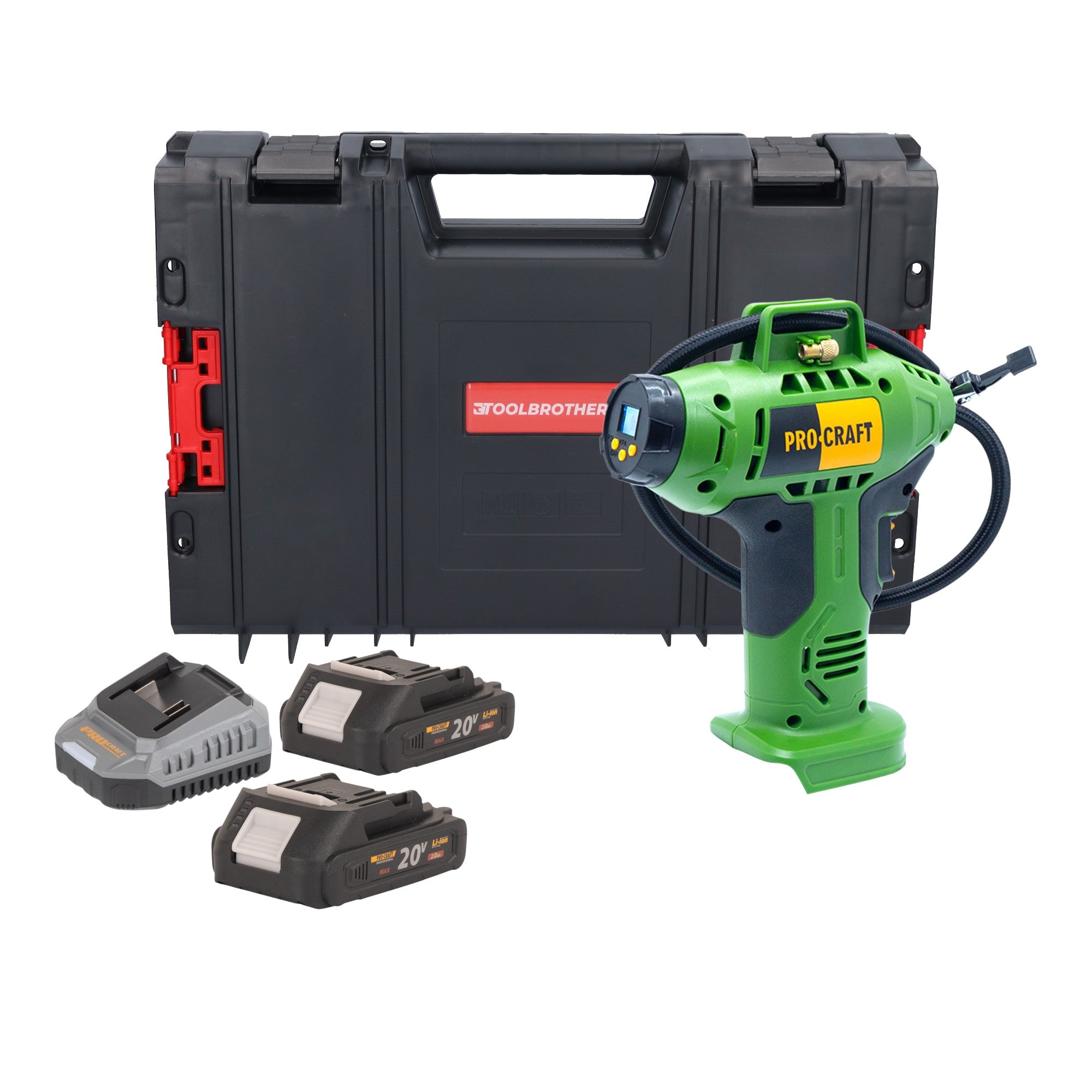 Procraft LK20 Akku Kompressor 20 V 11 bar 2x Akku 2 0 Ah Ladegeraet RHINO Toolcase 0 - toolbrothers