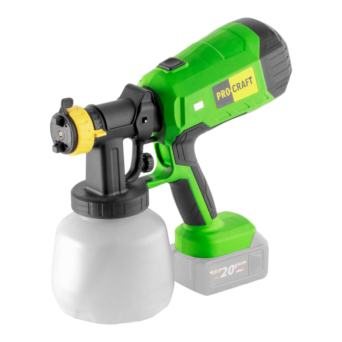 Procraft PSE40bb Akku Farbspritzpistole 20 V + 2x Akku 2,0 Ah + Ladegerät