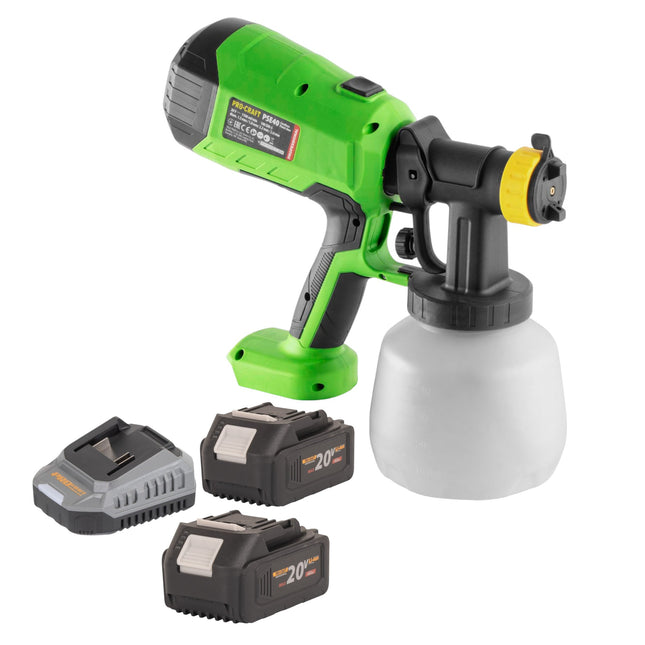 Procraft PSE40bb Akku Farbspritzpistole 20 V 2x Akku 4 0 Ah Ladegeraet 0 - toolbrothers