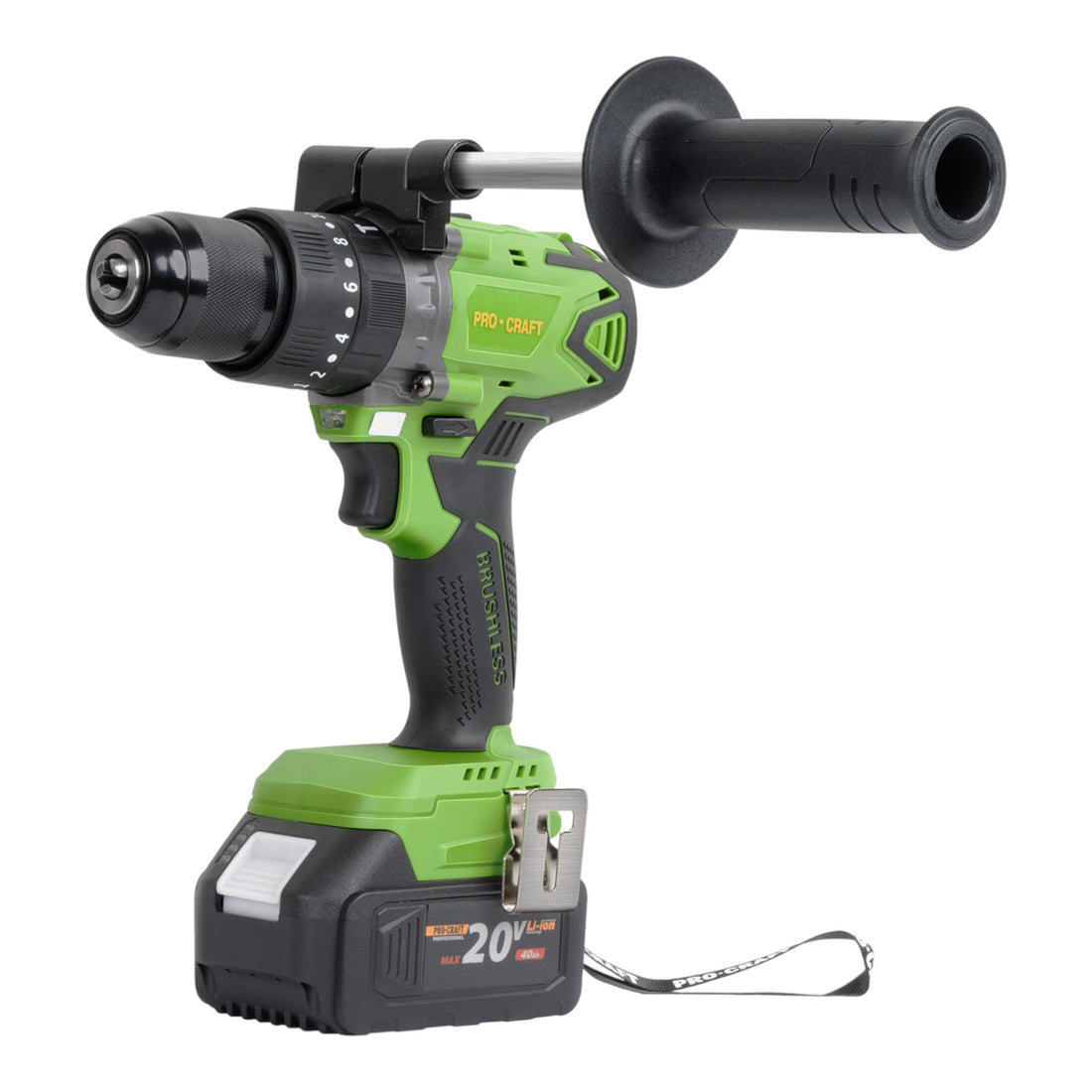 Procraft PA18BL Akku Schlagbohrschrauber 20 V 50 Nm Brushless + 2x Akku 4,0 Ah + Ladegerät + 32 tlg. Bit Set + Koffer