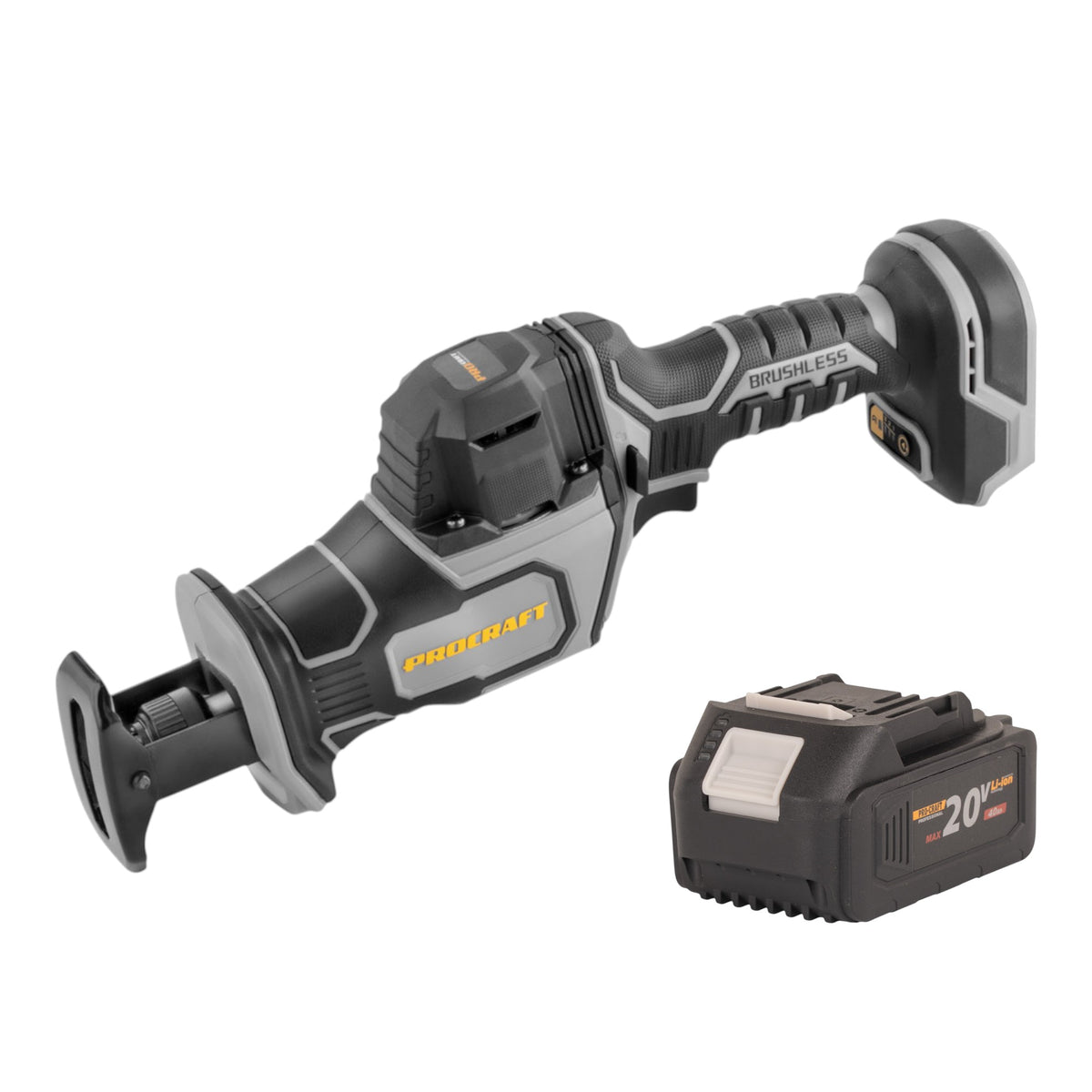 Procraft Industrial RS20Abb Recipro Säbelsäge 20 V Brushless + 1x Akku 4,0 Ah - ohne Ladegerät