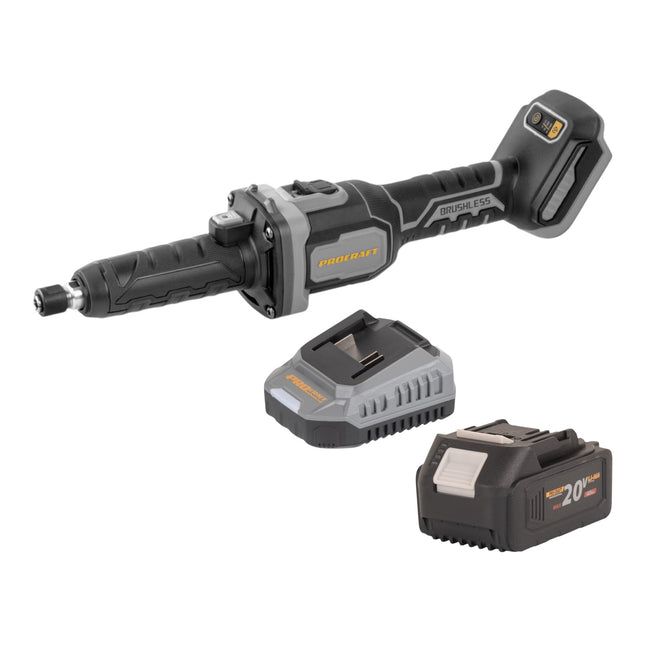 Procraft Industrial DG20A BB Akku Geradschleifer 20 V 6 mm Brushless 1x Akku 4 0 Ah Ladegeraet 0 - toolbrothers