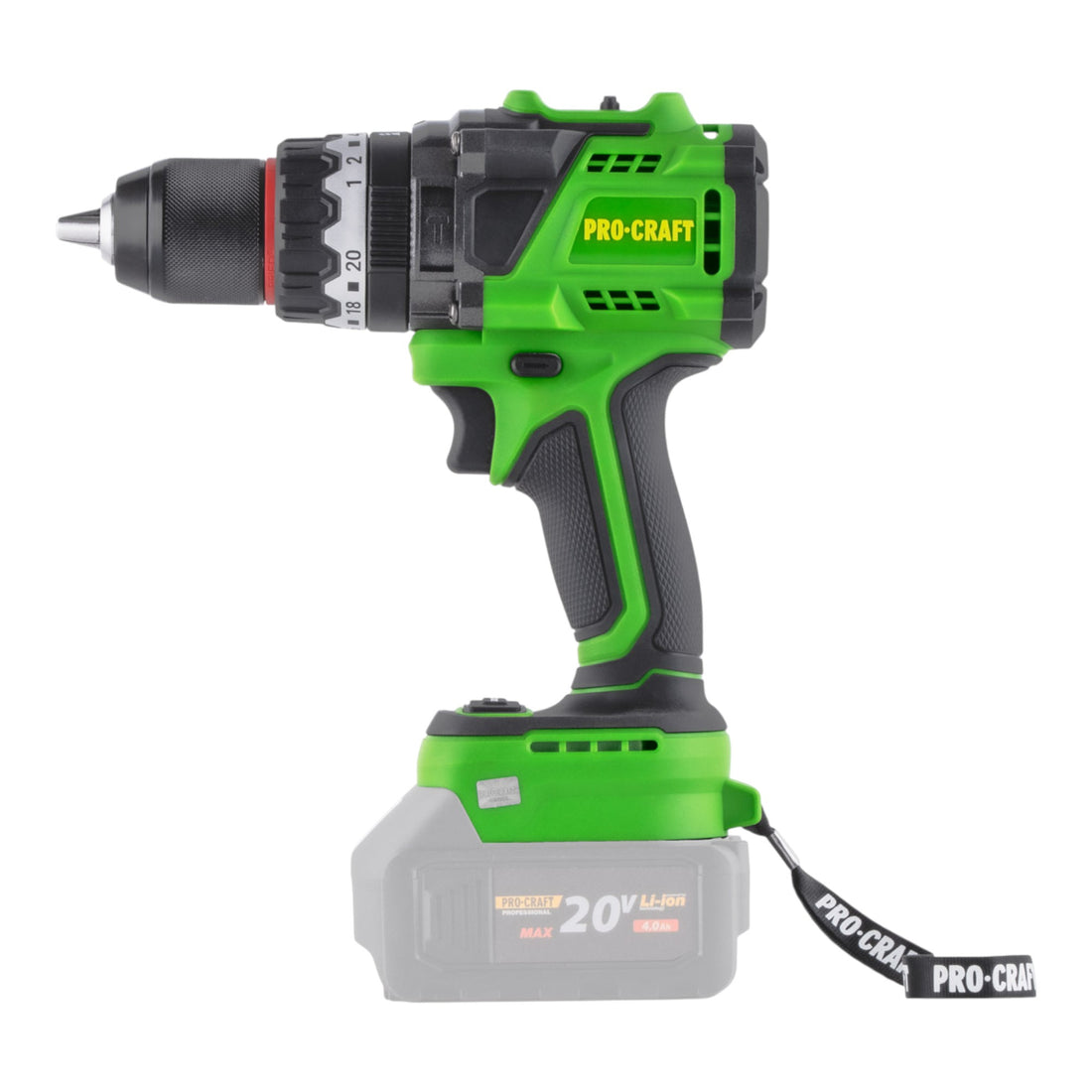 Procraft PA18ProBL-BB Akku Schlagbohrschrauber 20 V 180 Nm Brushless + 2x Akku 4,0 Ah + Ladegerät + RHINO Toolcase