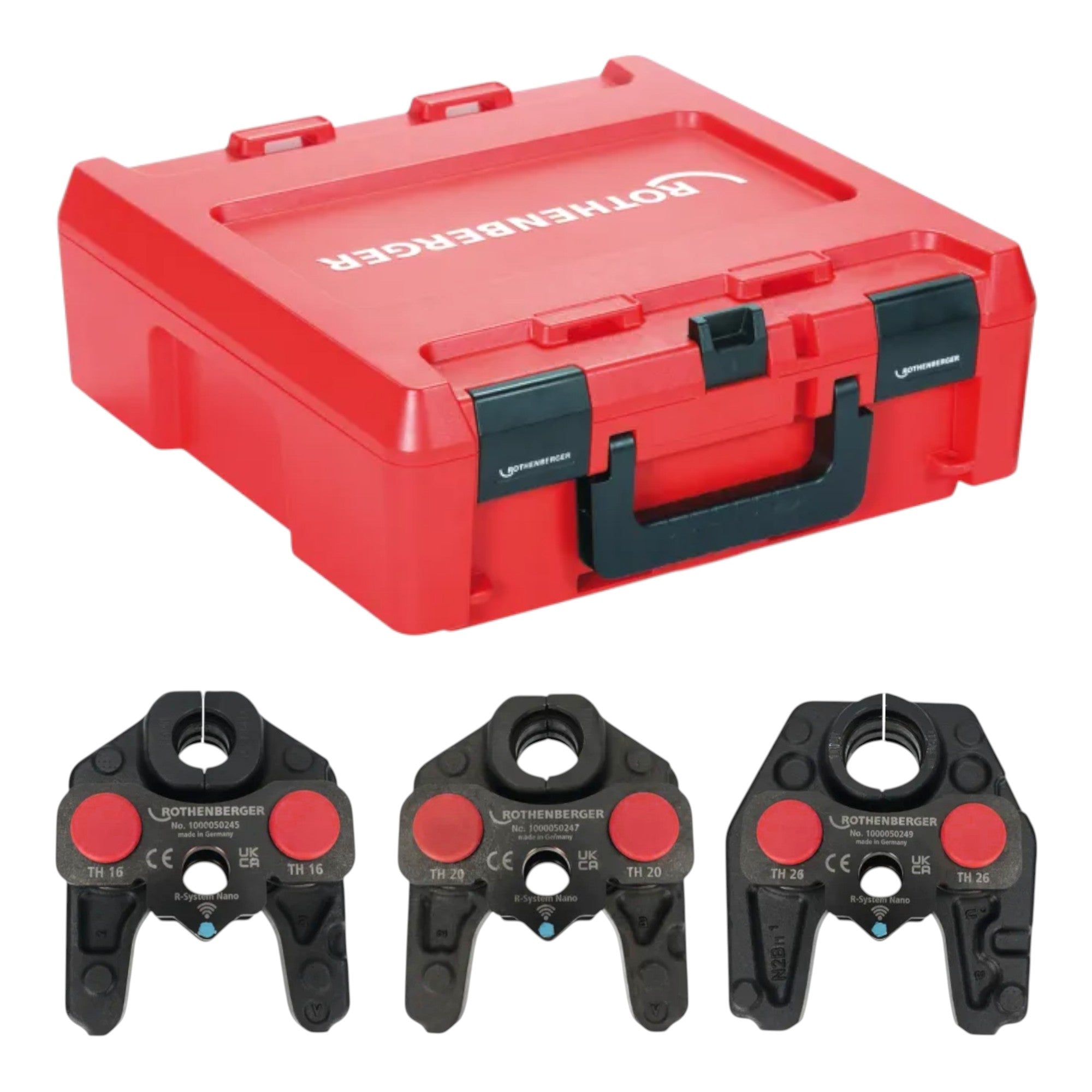 Rothenberger ROMAX NANO Akku Pressmaschine 18 V 34 kN CAS 1x Akku 4 0 Ah Ladegeraet 3 tlg TH Pressbacken Set Rocase 4 - toolbrothers