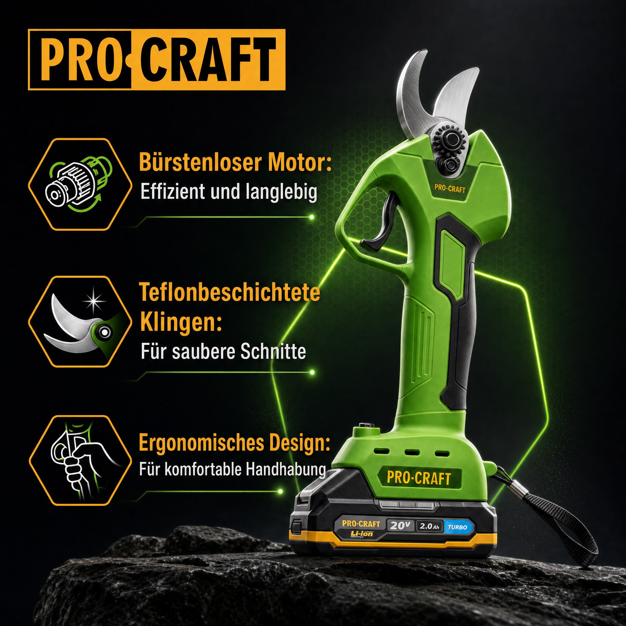 Procraft ES25Li Akku Astschere Gartenschere 20 V 25 mm 1x Akku 2 0 Ah Ladegeraet 1 - toolbrothers