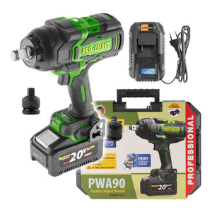 Procraft PWA90 Akku Schlagschrauber 20 V 2100 Nm 3/4" Brushless + 1x Akku 4,0 Ah + Ladegerät + Koffer