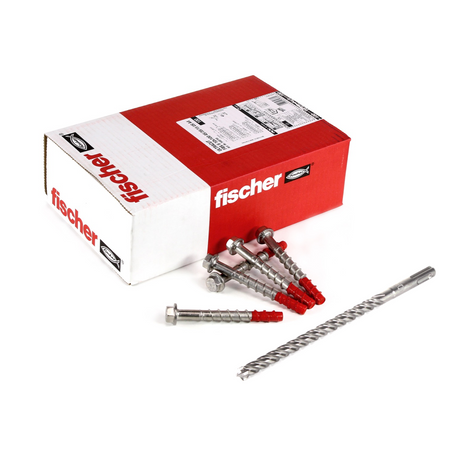 Fischer ULTRACUT FBS II A4 Betonschraube 10x100 mm 100 Stk. ( 548744 ) Sechskantkopf SW15 Unterlegscheibe 45/35/15 A4 Edelstahl + Makita NEMESIS 2 Hammer und Beton Bohrer SDS-Plus 10x215 ( B-58213 ) - Toolbrothers