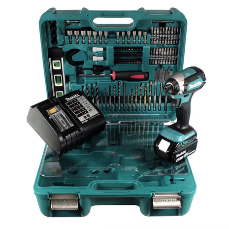 Makita DTD 153 STTK Akku Schlagschrauber 18 V mit 5,0 Ah Akku, Ladegerät und 101 tlg. Zubehör Set - Toolbrothers