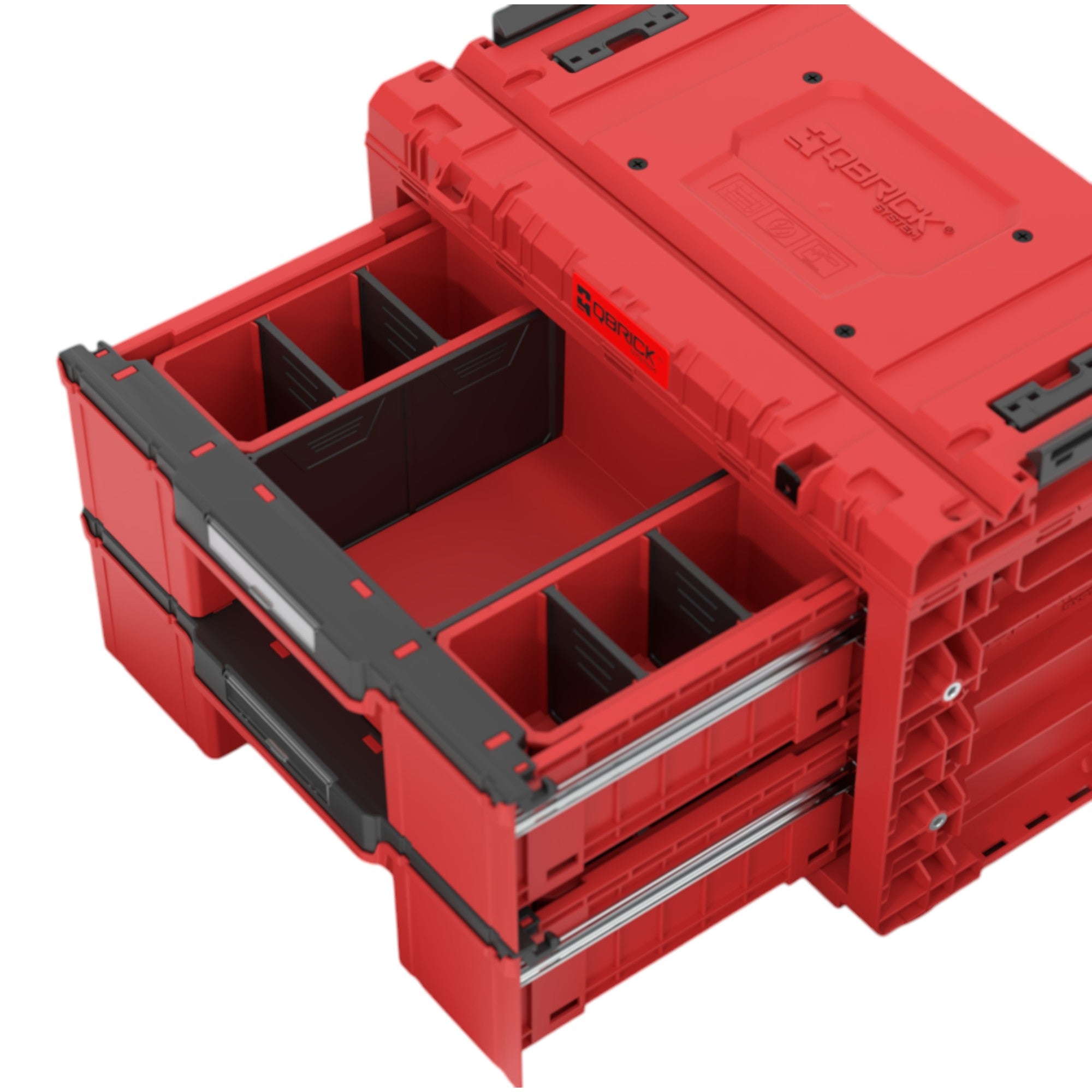 Qbrick System PRIME Drawer 2 Toolbox Expert RED ULTRA HD modularer Werkzeugkasten mit 2 Schubladen 542 x 335 x 369 mm 24 l 4 - toolbrothers