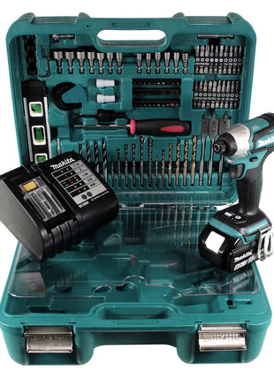 Makita DTD 155 STTK Akku Schlagschrauber 18 V Brushless mit 5,0 Ah Akku, Ladegerät und 101 tlg. Zubehör Set - Toolbrothers